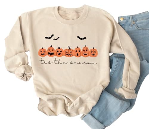 Image of Yimoya Sanderson Witch Museum Sweatshirt Womens Funny Halloween Pullovers Hocus Pocus Blouse Tops, Beige-2, Medium