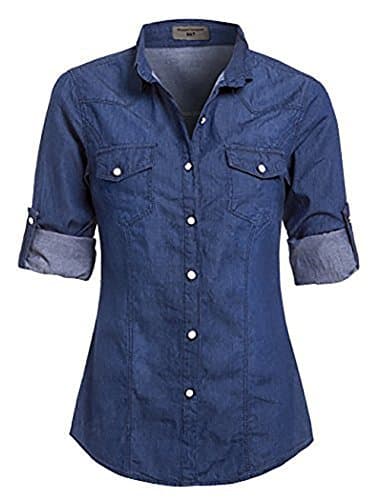 Image of SS7 New Women's Denim Shirt, Size 8-14, Denim Light Blue, Indigo (UK - 12, Indigo)