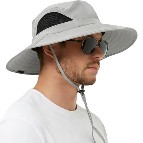 Image of EINSKEY Wide Brim Sun Hat, UPF 50+ UV Protection Waterproof Packable Bucket Hat for Men & Women, Fishing Hiking Beach Garden Light Grey
