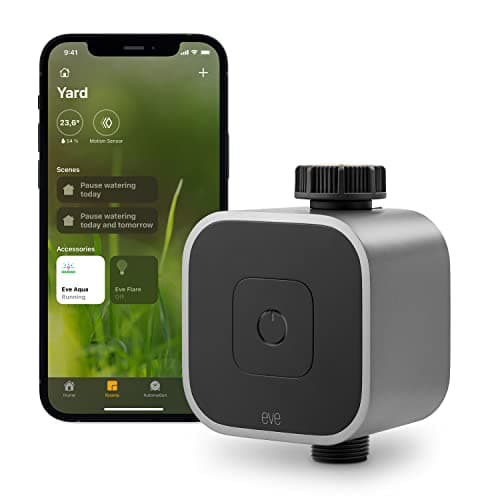 Image of Eve Aqua – Smart water controller for Apple Home app or Siri, irrigate automatically with schedules, easy to use, remote access, no bridge, Bluetooth, Thread, HomeKit, Silver (20ECC8101)