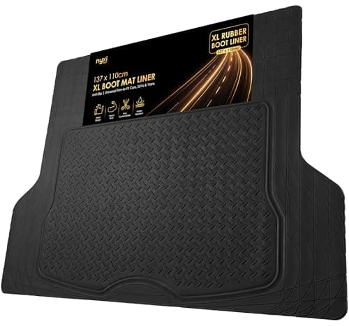 Image of Nyxi Rubber Car Boot Mat Liner (137cm X 110cm) Universal Non-Slip Deep-Dish Heavy-Duty Rubber for Cars SUV Truck and VAN, Waterproof, All Weather