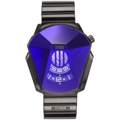 Image of STORM Darth Slate Blue Men's Unique Cut Lazer Glass Watch with revolving disc Movement