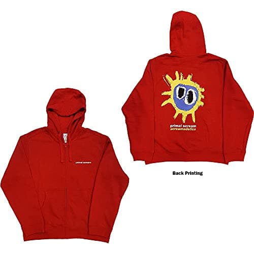 Image of Primal Scream 'Screamadelica' (Red) Zip Up Hoodie (medium)