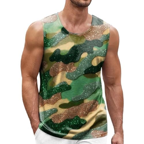 Image of Men's Camouflage Vest Sleeveless Tops Gym Vest Sports Muscle Bodybuilding Tee Running Top Breathable Slim Fit Summer Top Workout Training Shirts Stretch Undershirt (Dark Blue, XXXXXL)