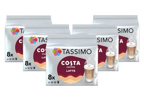 Image of Tassimo Costa Latte Medium Roast Coffee Pods x8 (Pack of 5, Total 40 Drinks)