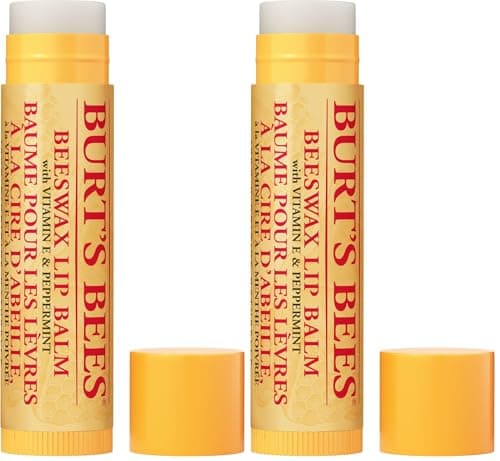 Image of Burt's Bees 100% Natural Moisturising Lip Balm, Original Beeswax, with Vitamin E and Peppermint Oil, 1 Pen, 0.15 oz / 4.25 g (Pack of 2)