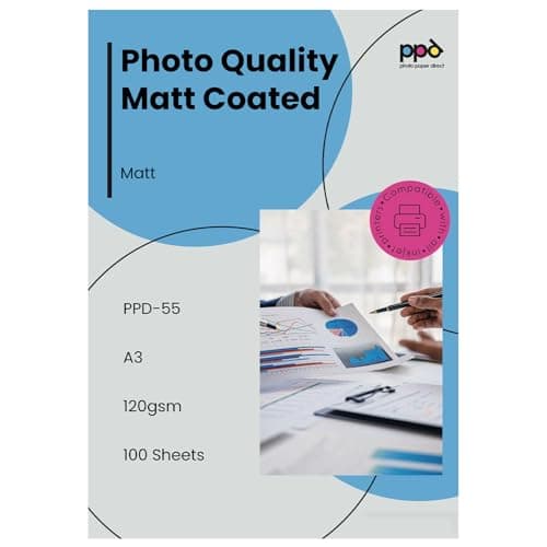 Image of PPD 100 x A3 120gsm Matt Coated Paper Photographic Quality for Inkjet Printers PPD-55-100