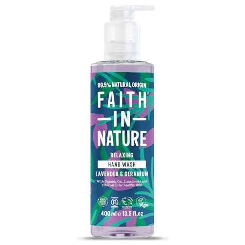 Image of Faith In Nature Natural Lavender and Geranium Liquid Hand Wash, Relaxing, Vegan and Cruelty Free, No SLS or Parabens, 400 ml