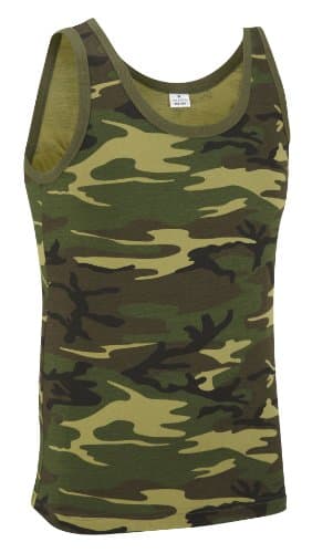 Image of 100% Cotton Army Military Style Sleeveless Vest Tank Top Singlet - Woodland Camouflage (2XL)