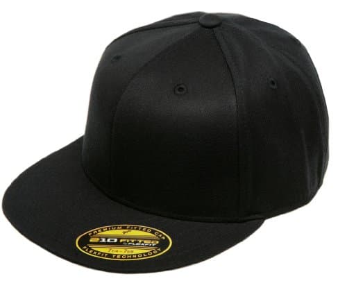Image of Flexfit Unisex Flexfit 210® Fitted Flat Bill Cap, Black, L-XL UK