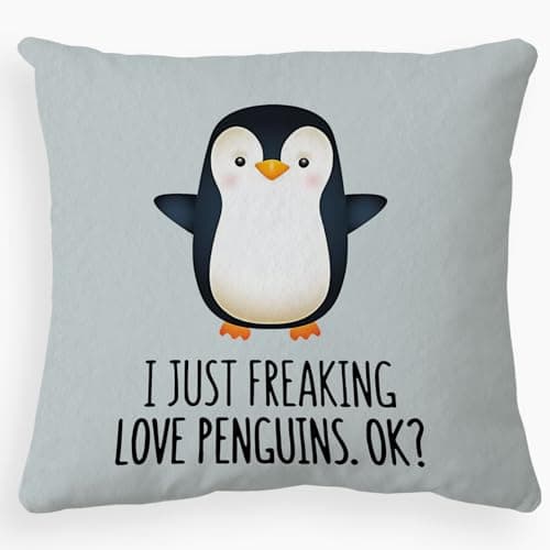 Image of JIMOWANG Funny Penguin Love Throw Pillow Case Modern Cushion Cover Square Pillow Cover Decoration for Sofa Bed Chair Car 18 x 18 Inches