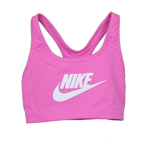 Image of Nike Womens Girls Futura Swoosh Sports Bra in Pink & White Size Small
