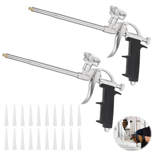 Image of Yimomoyi 2 Foam Gun, Expanding Foam Gun with 20 Nozzles, Expanding Foam Spray Gun Professional Foaming Gun Insulating Applicator Heavy Duty Foam Spray Application Gun for Caulking, Filling, Sealing