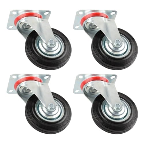 Image of Dunnet Tools 4pc Castor Wheels 75mm Heavy Duty Castors Set Of 4 With Solid Rubber Wheel 100kg Max Load 360 Degree Swivel Wheels For Trolley Double Bearing Casters For Furniture Multi Surface