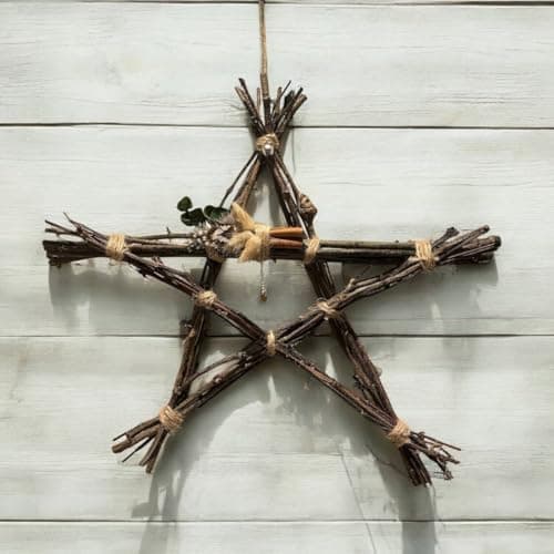 Image of Pentagram Wall Art, Protection Pentagram, Natural Vine Twigs, Wicca Pagan Witch Shrine Altar