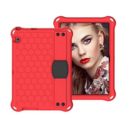 Image of OWSIHNZBF For Huawei MediaPad T3 9.6 inch case,Shockproof Light Duty Rugged Full Body Protection,with Handle Shoulder Strap(Red+Black)
