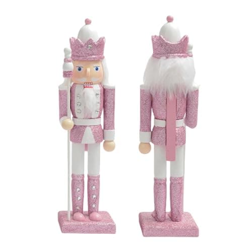 Image of ATBEAMEN Wooden Christmas Nutcracker Soldiers,Large Christmas Nutcracker Soldier Ornament 30CM,Traditional Nutcracker Soldier Puppet Nutcracker Toy Gift for Kids Classic Xmas Pink Decor