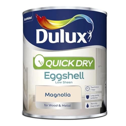 Image of DRW Magnolia Quick Drying Eggshell Paint 750ml | Interior Wood and Metal Paint | Durable Low Sheen Finish | Fast Drying Trim Paint for Doors Skirting Boards and Furniture