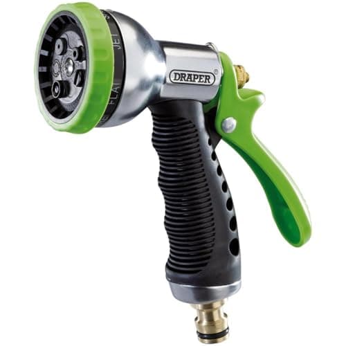 Image of Draper 7 Pattern Hose Pipe Spray Gun|Garden hose nozzle | Watering Tool|Brass Fitting |Universal Connector| 25342