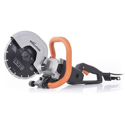 Image of Evolution Power Tools R230DCT Disc Cutter, Concrete Saw, Cut Off Saw, For Cutting Concrete, Stone, Brick, Roof Tile & More - 2000W Motor, No Gas, 90 mm Cut, Incl Diamond Masonry Blade, 230V, 230mm