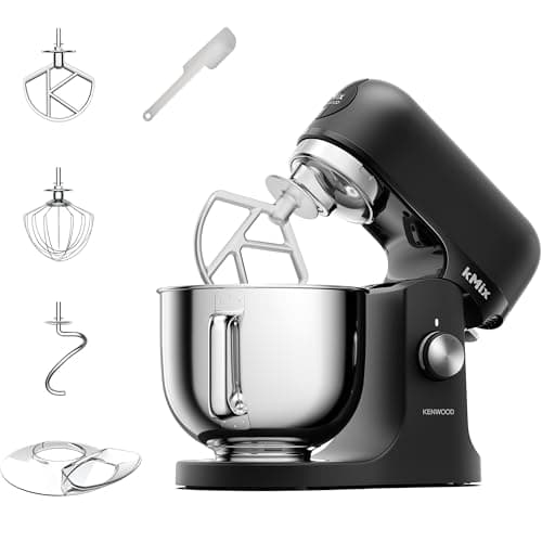 Image of Kenwood kMix Sleek Black - Stand Mixer for Easy Baking, 5L Stainless Steel Bowl, Planetary Mixing, Metal Body, Variable Speed Control, 3-Piece Patisserie Set & Splash Guard, 1000W, Black (KMX751ABK)