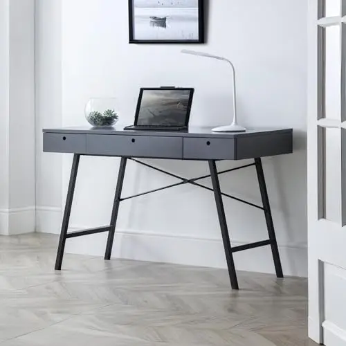 Image of Julian Bowen Trianon Desk - Grey - Sleek and Modern Workspace Solution for Contemporary Homes