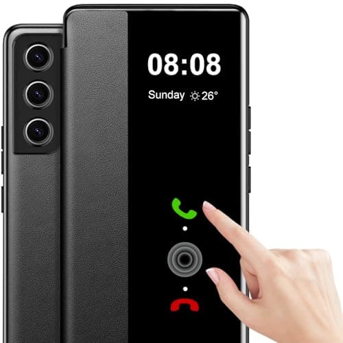Image of Case for Samsung Galaxy S23 Case S View, Clear View Flip Folio PU Leather and TPU inner Phone Case 5G, Anti-Scratch Flip Case Cover for Samsung Galaxy S23 (Black)