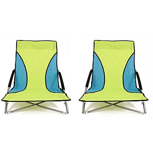 Image of Nalu Folding Low Camping Chair Lightweight Foldable Portable Garden Beach Seat - Green (2-pack)