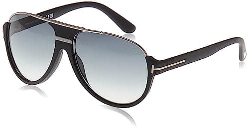 Image of Tom Ford Men’s FT0334 02W 59 Sunglasses, Black (Nero Opaco/Blu Grad)