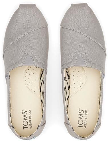 Image of TOMS Women's Alpargata Classic Slip-On Espadrille, Drizzle Grey Recycled Cotton Canvas, 3 UK