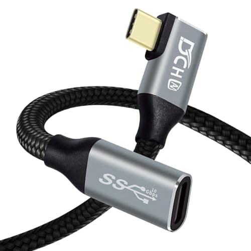 Image of DCHAV 100W USB C to USB C Cable Male Female 10Gbps Data Transfer 4K Video Output Fast Charging 90 Degree 3.1 Gen 2 PD 20V 5A Nylon Braided for Phone Tablet Laptop (0.5M)