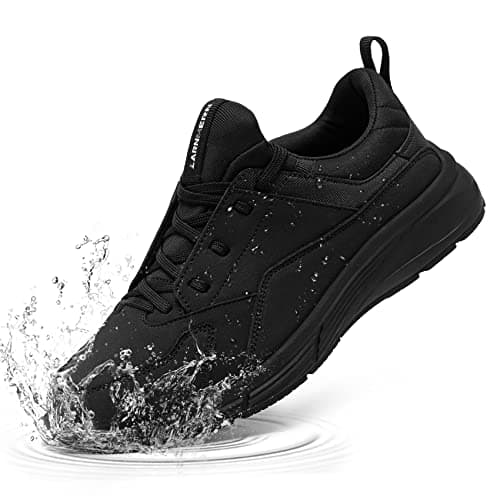 Image of LARNMERN Chef Shoes Men Women Non Slip Kitchen Shoes Mens Waterproof Trainers Shock Absorbing Nurse Walking Food Service Shoes Restaurant Hospital Slip-on,Black/10 UK