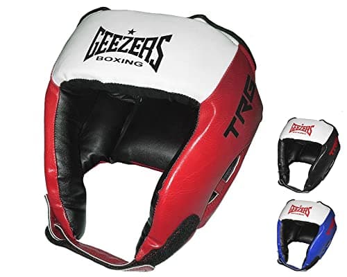 Image of Geezers TRG Training Open Face Head Guard for Boxing, MMA Sparring, PU Material Headgear, Ideal Headguard for Men and Women (Red, Medium)