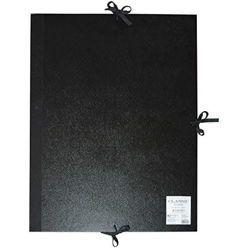Image of Daler-Rowney Cachet Classic, Portfolio, with Ribbon Ties and Flaps, A2 - approx. 16.5 x 23.4in - 42 x 59.4 cm, Black