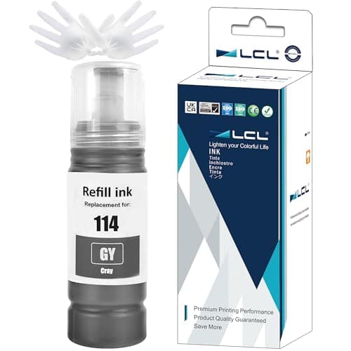 Image of LCL 114 Grey Ink Bottle Replacement for Epson 114 Ink Cartridge Bottle Compatible with EPSON ECOTANK ET-8500 ET-8550 (1 Pack)