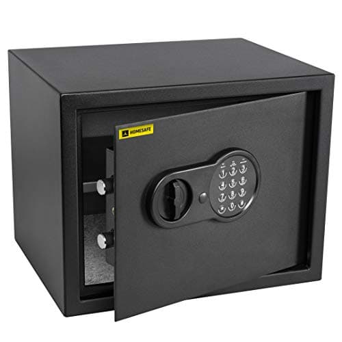 Image of HomeSafe HV30E Digital Safe Box with Electronic Lock, 30x38x30cm (HxWxD), Electronic Money Lock Box for Home Security, Storage Safety Locker for Office, Cash Savings or Jewelry