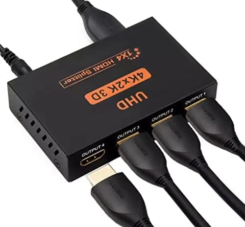 Image of HDMI Splitter 1 in 4 Out Full Ultra HD 4K 3D HDMI Splitter 1X4 Way Box Hub 1080P Distributor Cable for PS3/4 Fire Stick Xbox HDTV DVD Player Monitor Projectors