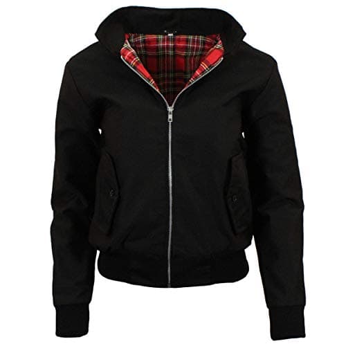 Image of G5 APPAREL Ladies Classic Vintage Scooter Harrington Bomber Jacket | Tartan Lined | Biker Black