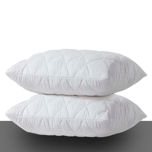 Image of Pillow Protectors 2 Pack Cover White, Anti Allergy Zipped Pillows Protector, Quilted Pillow Case, Machine Washable, Dust & Mite Proof - 50 x 75cm