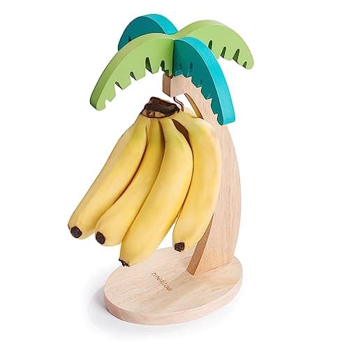 Image of onefitow Banana Holder Banana tree shaped Hanger Decorate for kitchen counter and dining tables,durable Bamboo wood materials Both modern and green