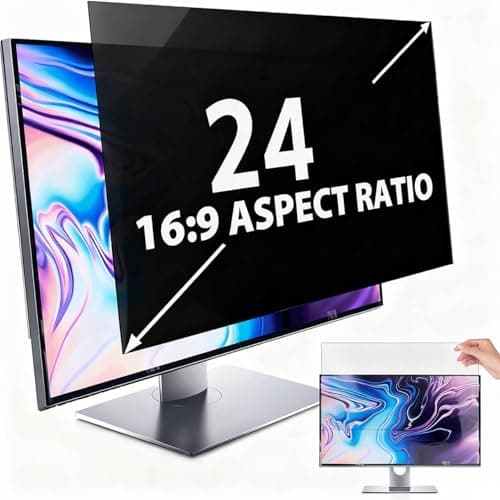 Image of salipt 24 inch Computer Privacy Screen Filter for 16:9 Widescreen Display, Screen Privacy Filter,Anti Spy Anti-Glare Blue Light Blocking Screen Protector Film (WxH: 531mmx298mm)