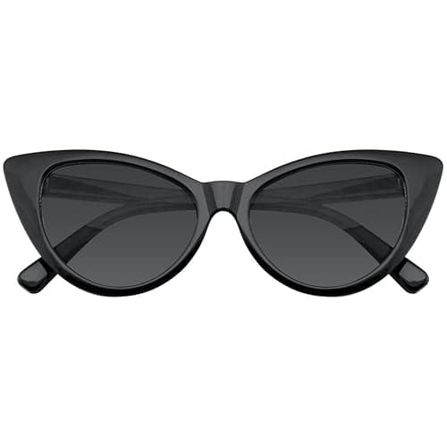Image of Boolavard Cateye Sunglasses for Women Classic Vintage High Pointed Winged Retro Design (Cat Eye - Black Tint Lens)
