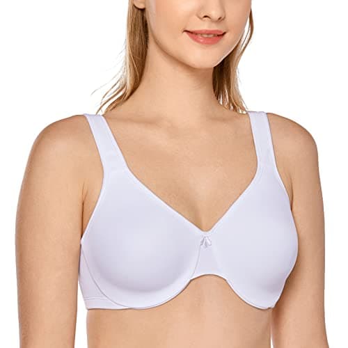 Image of Delimira Women's Minimiser Bra Plus Size Underwired Full Cup Non Padded Seamless Support T Shirt Bra White 32D