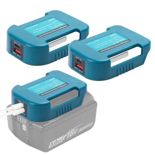 Image of Powarobor 2-Pack Battery Adapters for Makita 18V Li-ion Batteries - Dual USB & Type-C Fast Phone Charger (Adapters Only)