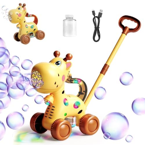 Image of GEPROSMA Rechargeable Bubble Lawn Mower Machine Push Cart Toy for Kids Toddlers, USB C Rechargeable Electric Automatic Bubble Gun Maker Blower/Rich Bubbles/Removeable Rod,Outdoor Toy Garden Games