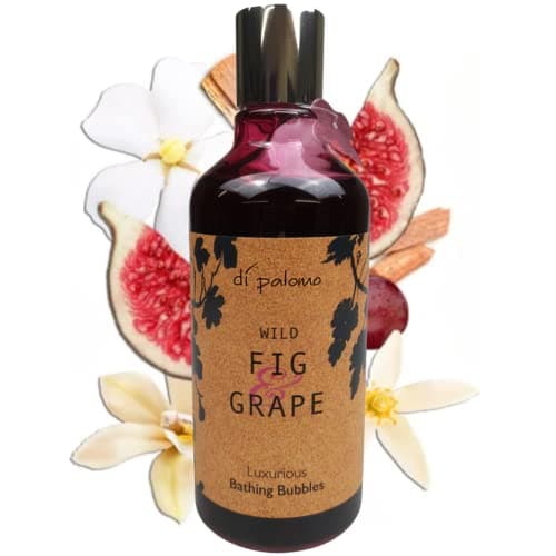 Image of Di Palomo Vegan Wild Fig & Grape Luxury Bathing Bubbles 300ml. Foaming Bubble Bath. Luxury Shower Gel & Body Wash with Nourishing Skin Care. Bath Foam Gifts for Her. Vegan Relaxation Gifts for Women.