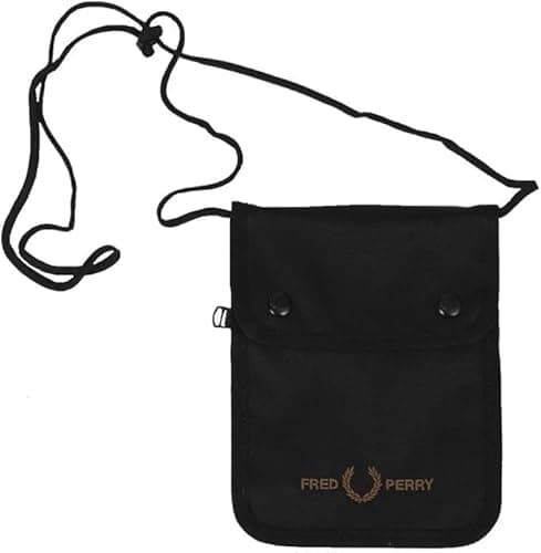 Image of Fred Perry Mens Womens Unisex L7276 Branded Side Crossbody Shoulder Pouch Bag in Black