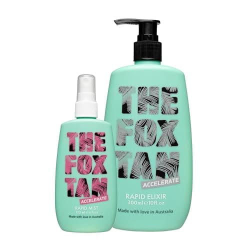 Image of The Fox Tan Upsize Me Bundle, For Darker & Faster Tans, Creates Flawless, Long-Lasting Tan Skin, Vegan & Cruelty Free, 120ml + 300ml (2 Products)