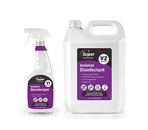 Image of Super Professional - V2 Super Antiviral Disinfectant - V1/V2 Antiviral Disinfectant 750ml + 5 Litre Refill Bottle - Bulk Multibuy Pack - For Home or Professional Use