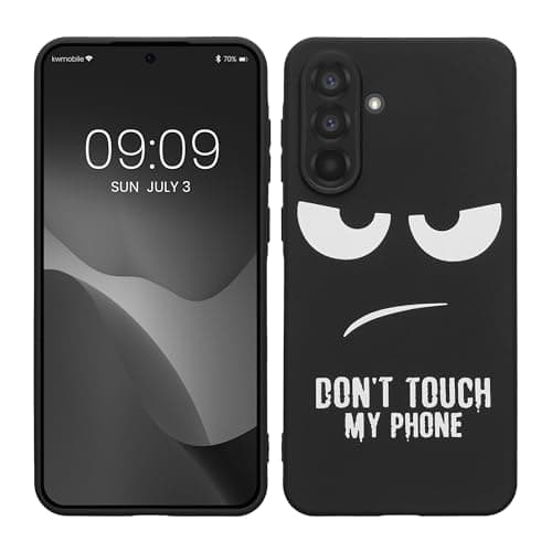 Image of kwmobile TPU Silicone Case Compatible with Samsung Galaxy A56 5G - Case Soft Cover - Don't Touch My Phone White/Black
